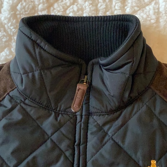 Ralph Lauren Polo Sport Black Vest with Tan Suede Size S/P - Picture 3 of 9